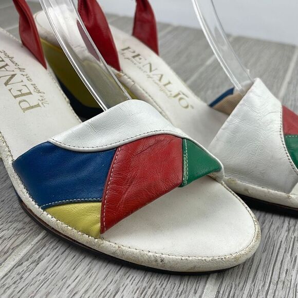 Penaljo Womens Strappy Multicolor Leather Open Toe Heels Size 4.5 - Picture 2 of 11